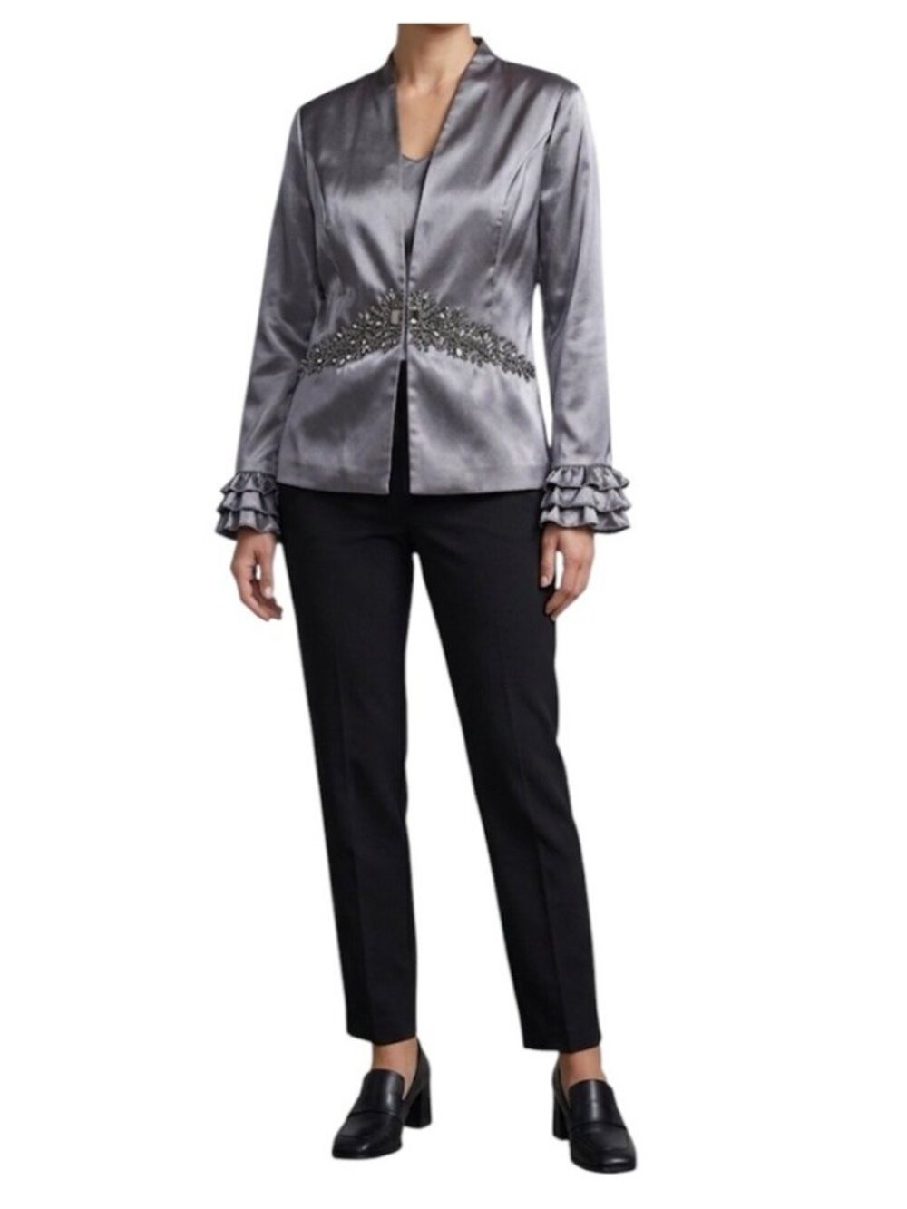 Ben Marc International Gray Elegant Chic Lined Studded Suit Jacket! Size 16